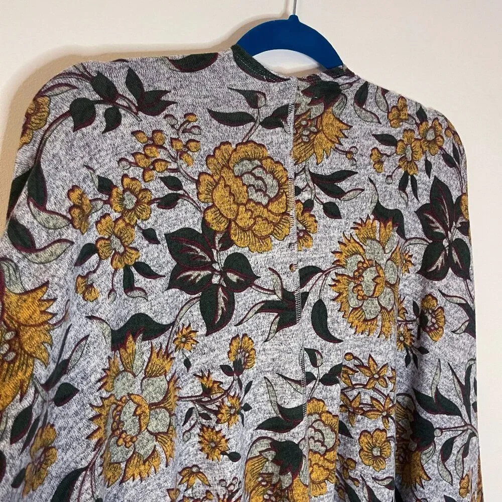 Song & Spirit Women’s Grey Yellow Green Floral Open Front Flowy Cape - One Size